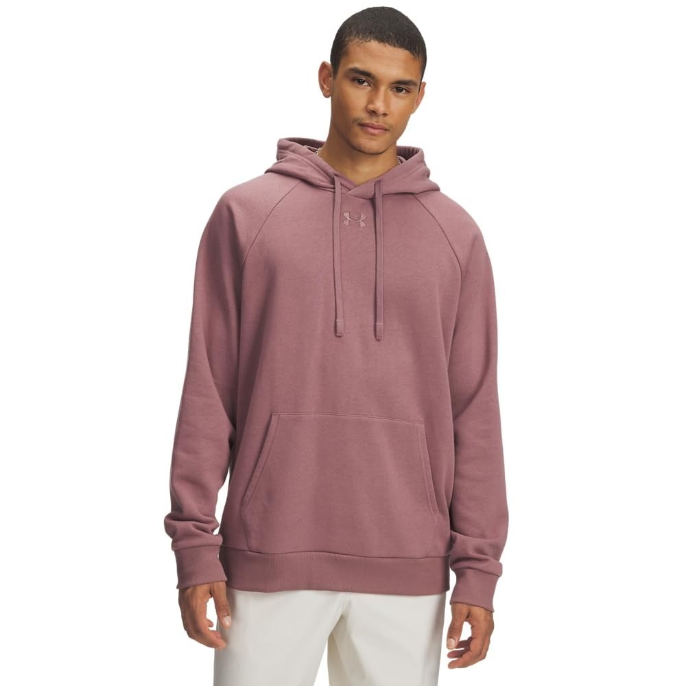 Under Armour Mens Rival Fleece Hoodie Maroon Mist Pullover Sweatshirt Medium NWT